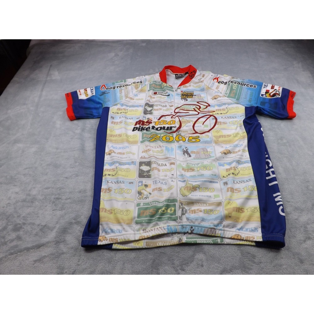 Pactimo Sports Cycling Shirt VTG Men's Size XL Multi‎ Color 3/4 Zip Back Pockets